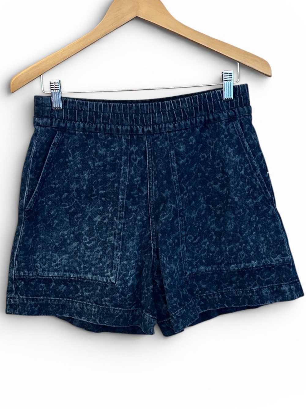 Everlane Organic Dark Blue Acid-Wash Paper bag Denim Shorts Size Small